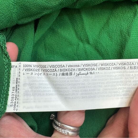 MNG Basics Women's Sleeveless Crinkle Ruffle Detail Tank Blouse Emerald Green 8 - Picture 7 of 12